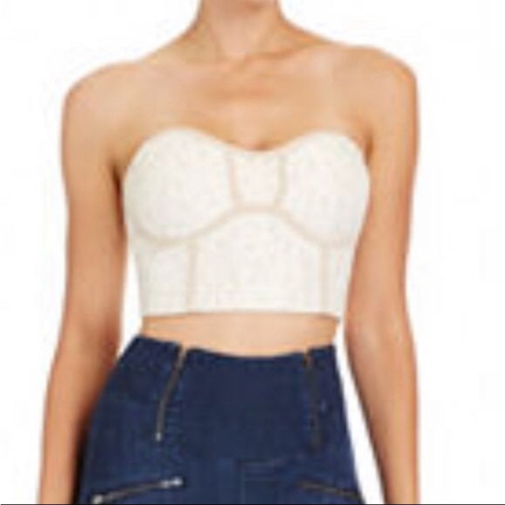 2B Bebe Cream Cropped Lace Bustier